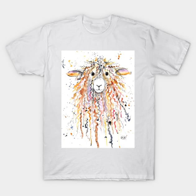 Cute Fluffy Brown Sheep painting T-Shirt by Marjansart 